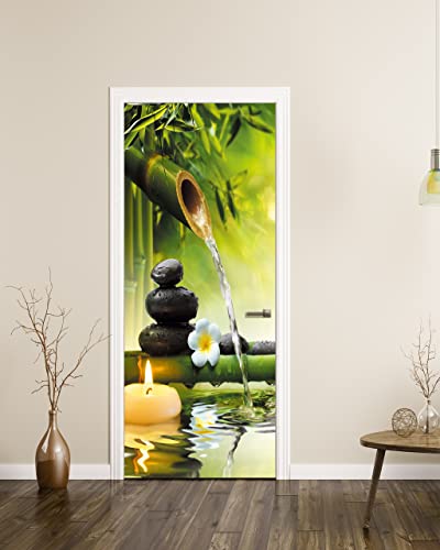 FLFK Door Mural Sticker - Zen,Peel and Stick,Combined Size 30.3"x78.7",Split into 2 Pieces - color: Mt1155, size: 30.3"x78.7"
