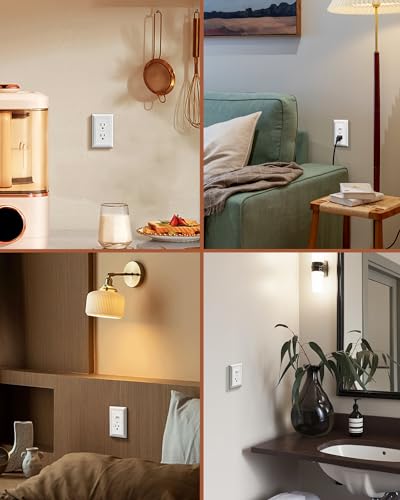 DEWENWILS 4 Pack White Outlet Cover Plate, White Metal Outlet Covers - color: White, size: 1 Duplex 4PK