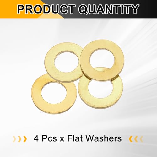 PATIKIL M16x30x3mm Flat Washers, 4PCS Brass Automotive Drain Plug Gaskets Flat Ring Oil Crush Washer Spacers for Faucets Garden Bolts Screws Hose, Golden - size: M16x30x3mm