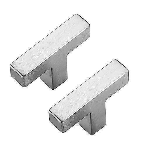 5 Pack Brushed Nickel Cabinet Knobs, 2in Length Square Bar Drawer Pulls | Single Hole Grip, Stainless Steel Build, Kitchen Cabinet Restyle, For Drawers, Dressers, Cupboards, Closet Doors - color: Brushed Nickel, size: 5 Pack, style: Square