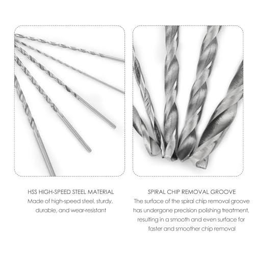 5PCS Extra Long High Speed Steel Drill Bit Sets Straight Shank Drill Bit Tool Wood Drill Bit Set Diameter 2-5mm Length 150mm / 5.9in