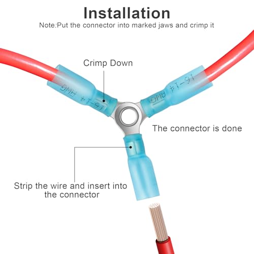 20PCS 3 Way Wire Connectors – 16-14 AWG Y Butt Heat Shrink Connectors, Waterproof Crimp Terminals, Tinned Copper Electrical Connectors for Automotive, Marine, LED, Trailer, DIY Wiring - size: 16-14 AWG-Blue, style: 3-Way