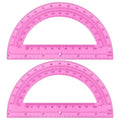 Unjoo Plastic Protractor 6 Inch Math Protractors 180 Degrees, 2 Pack (Pink) - color: Pink