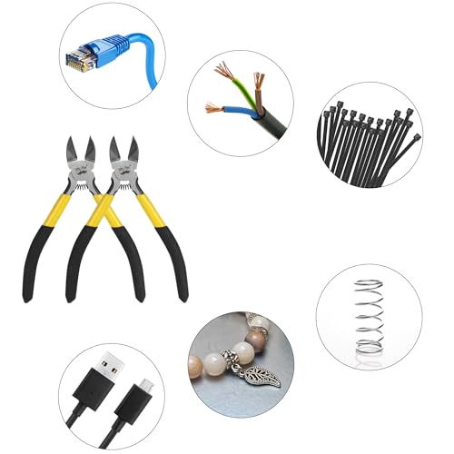 Mr. Pen- 5" Wire Cutters Bulk, 5 Pack, Precision Cutting Pliers - color: Yellow, Spring-loaded, size: 5 inch, 5 Pack