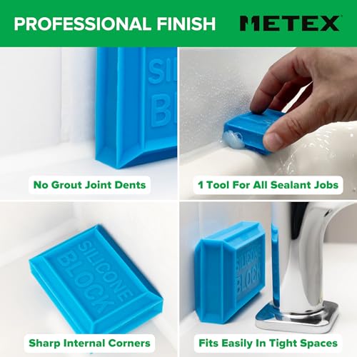 Silicone Block - 5 in 1 Easy Grip Sealant Shaping & Finishing Caulking Tool - Creates A Consistent Width Bead. Sharp & Consistent Internal Corners with A Choice of 6mm Or 8mm Bead