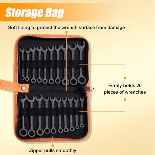 Mini Wrench Set Metric and SAE 20 PCS, 4-11mm & 5/32"-7/16", Black - style: Metric & SAE(Black)