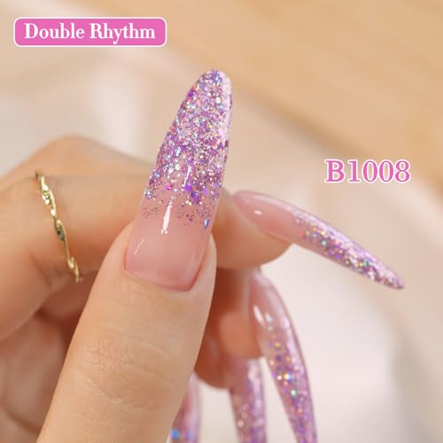 Double Rhythm 0.5Oz Glitter Gel Polish Shimmer Reflective Color for Nail Art Salon DIY Soak Off 15ml Nail Lamp Gel Polish at Home (Fairy Sparkle Rose-B1008) - color: Fairy Sparkle Rose