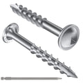 #8 Pocket Hole Screws 1-1/4 Inch, 100Pcs Coarse Thread Wood Screws, Square Drive, Washer Head, 4-Layer Coating, Drive Bit Included (Silver) - color: Silver, size: #8 x 1-1/4"