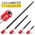 Drill Bit Extension with Aluminum Sleeve, 1/4 Inch Hex Shank Quick Release Extension Adapter, Magnetic Screwdriver Bit Holders for Impact Driver Screws Nuts Drill, 2-3/8", 4", 6", 12" Long
