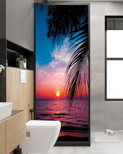 FLFK Sunset Door Mural - Peel and Stick Wallpaper, Removable Self-Adhesive, 30.3" W x 78.7" L, Set of 2 Sheets - color: Mt853, size: 30.3"x78.7"