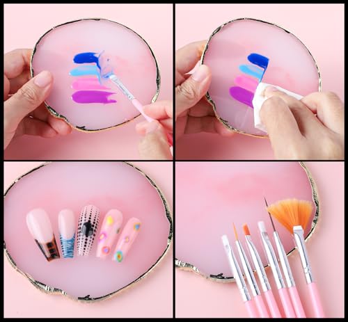 FANDAMEI Nail Art Kit, Nail Design Tools kit with Nail Brushes, Dotting tool, Mixing Palette, Nail Stand. Fake Nail Kits with Almond Gel Nail Tips, Nail Glue, Adhesive Tabs, Nail File. Manicure Set