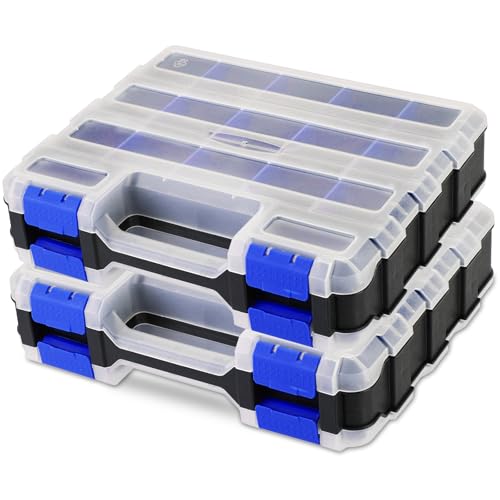 Small Parts Organizer 2Pack Storage Case Tools Box 34-Compartments - color: Blue