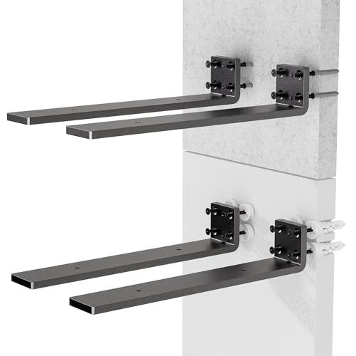 Durable 10-Inch Shelf Support Brackets - Set of 4, Heavy-Duty Steel, Modern Black Matte, Versatile & Easy Installation, Perfect for Home and Office - size: 10 Inch, style: 4 Pack