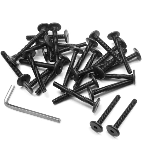 Biaungdo Flat Head Allen Bolts, 1/4-20 x 2 Inch, Black, 30 Pcs | Socket Cap Screws Joint Connecting Bolts Countersunk Screws Bolts for Furniture, Fully Threaded - size: 1/4-20 x 2 Inch
