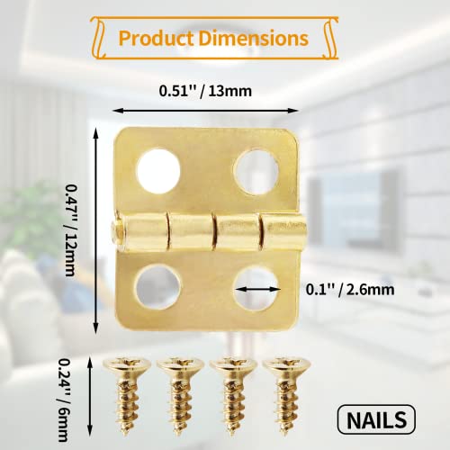 Mini Hinges, 13 x 12 mm, Brass, 30 Pcs - color: Gold(30pcs), size: 13 x 12mm