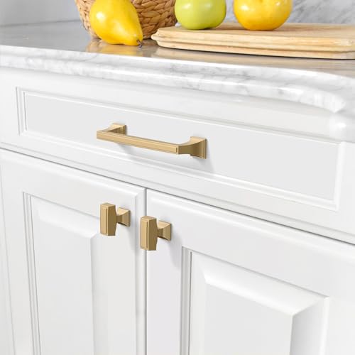 Amerdeco 10 Pack Champagne Bronze Cabinet Pulls 5Inch(128mm) Hole Center Cabinet Hardware Kitchen Cabinet Handles for Bathroom Drawer Pulls Dresser Pulls ZH0010 - color: Champagne Bronze, size: 5"/128MM Hole Center
