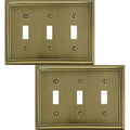 OKAWYC Triple Toggle Light Switch Cover Luca Metal Wall Plate, 2-Pack Antique Brass 3 Gang, for Light Switch Cover Decorative Wallplate, Durable - size: 3 Toggle