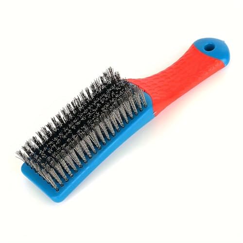 Heavy Duty Wire Brush for Cleaning, Dense Steel Brush with Handle, Ideal for Rust Removal and Home Kitchen Use