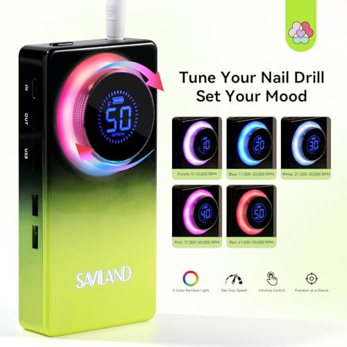SAVILAND 50000RPM Professional Electric Nail Drill Kits for Acrylic Nails - color: A-gradient Green