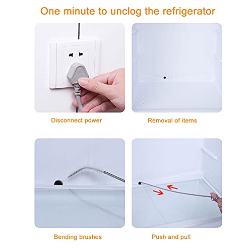 JSONO Refrigerator car sunroof Drainage Internal Long Hose Nylon Spring Fridge Drain Hole Dredging Tool Bendable Frozen Water Clog Remover Cleaning Brush for Kitchen Drain Pipe(155+6cm)