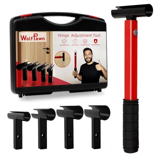 4-in-1 Door Hinge Adjustment Tool Kit, Professional Hinge Gap Adjusting Wrench for Cabinet Doors and Furniture Assembly, Heavy Duty Painted Steel Hinge Bender Wrench with Rubber Grip