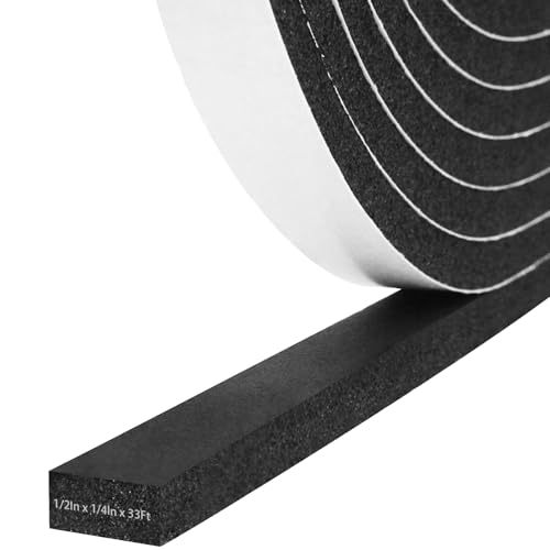 Storystore Self Adhesive Foam Weather Stripping, 1/2" x1/4" x33FT Door Seal - size: 1/2In x 1/4In x 33Ft