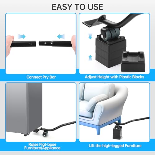 Furniture Lifter Tool, Appliance Lifter, Save 80% Effort, Lift Up to 800 Pounds Heavy Items, Furniture Lifter Jack for Heavy Furniture Appliance, Safely and Easily Lifting Furniture and Appliances - size: 29 IN - 800 LB
