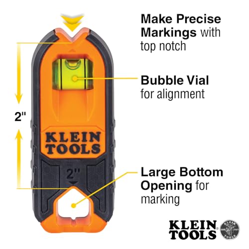 Klein Tools MSF1002 Magnetic Stud Finder and Level, Compact, Wood and Metal Detector with Bubble Vial for Accurate Markings, Felt Pad Backing, 2-Pack - size: Pack of Two