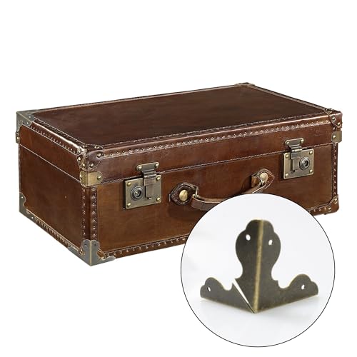 32PCS Antique Bronze Jewelry Box Corner Bracket, Metal Cabinet Corner Protector for Wooden, Chest, Table, Desk, Photo Frame, DIY (1.3*1.3*1.3 inch) - style: Antique Bronze-1.3inch