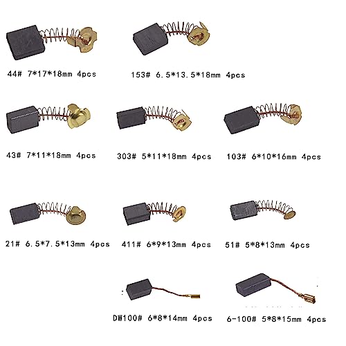 60 Pcs Electric Motor Carbon Brushes 10 Different Sizes for Replacement Repair Power Tool Part