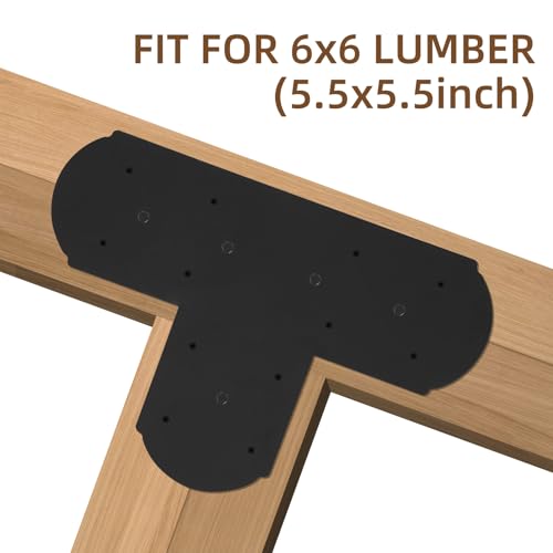 2 Pcs 15.7"x10.8" T Post Bracket, T Flat Mending Plate with 3mm Thickness for Wood, T Joining Brackets Connecting Brackets with Screws for Repair Wood Furniture - style: 5" Wide T Plate Bracket