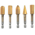 CHENJIN 5PCS Hex Shank Metal Grinding Drill Bits Five Shapes Double Cut High Speed Steel Rotary Files DIY Woodworking Electric Sanding Heads for Resin Plastic Porcelain Soft Metal Stone Carving