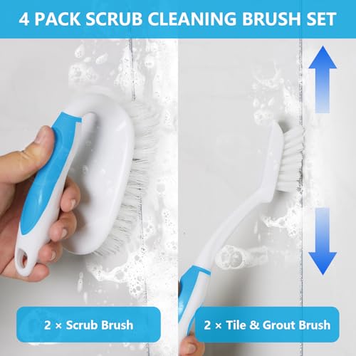 Scrub Brush Set, 4 Pack Deep Cleaning Brush Kit, Blue - color: Blue