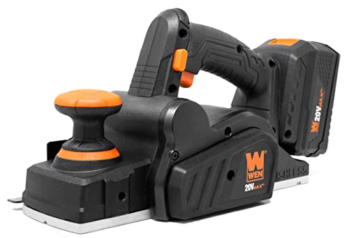 WEN Cordless Planer, Brushless with 3-1/4-Inch Blade, 20V Max 4.0 Ah Lithium-Ion Battery and Charger (20653) - size: Cordless Hand Planer