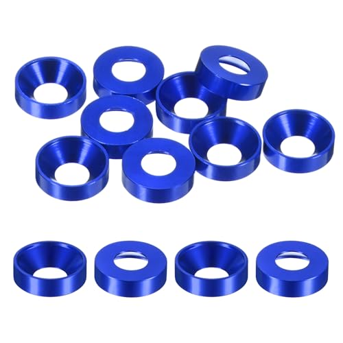 M METERXITY 10-Pack M8 Countersunk Finish Washers, Hole Dia 0.31"/8mm Alloy Aluminum Finish Cup Washer Screw Head Gasket for Industrial/Screw RC/Car/Motorcycle/Mechanical Parts [Dark Blue] - color: Dark Blue