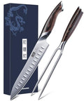 HOSHANHO 8 Inch Carving Knife & 7 Inch Fork Set, Razor Sharp Slicing Knife
