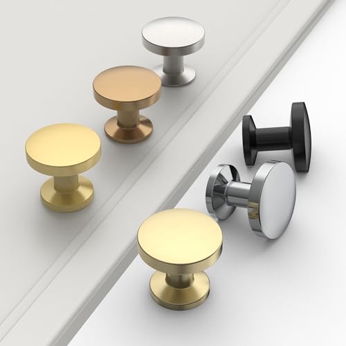 Asidrama 10 Pack Brushed Brass Kitchen Cabinet Knobs Dresser Knobs Drawer Knobs Cabinet Hardware Zinc Knobs for Dresser Drawers - color: Brushed Brass, style: 10 Pack