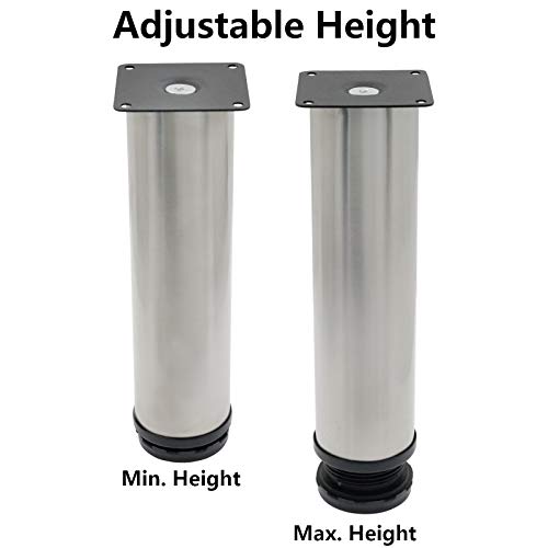 4 Pack Furniture Leg Set, 2" Dia 8" H Adjustable - size: 8 Inch