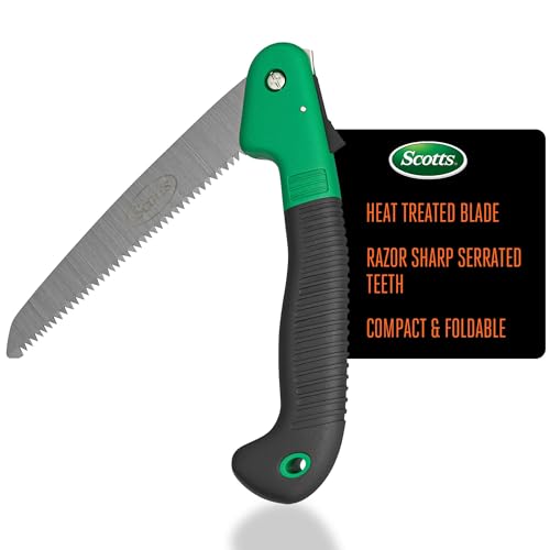 Scotts 7.5 in. Folding Hand Saw – Compact Pruning Saw with Sharp Steel Blade and Non-Slip Handle for Cutting Branches, Shrubs, and Small Trees – Folding Design for Safe Storage - style: Folding Saw