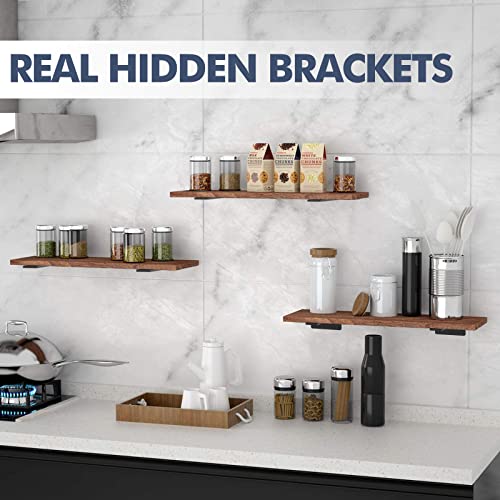Starunder 6 Pack Floating Shelf Brackets, 10 inch Heavy Duty Industrial Shelf Bracket, Black Metal L Brackets for Shelves Support DIY(1/5 Inch Thicked) - size: 10 Inch