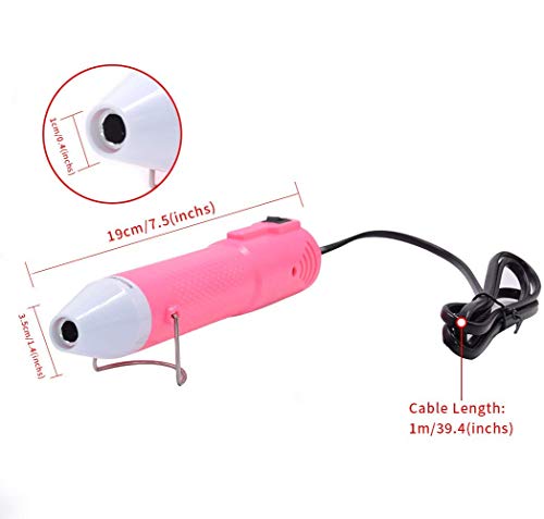 Heat Gun,mofa Embossing Mini Heat Gun,Hot Air Gun For Craft with Stand For DIY Embossing And Acrylic Paint Dryer,Multi-Purpose Electric Heating Nozzle 150W 110V (Pink,White) - color: Pink,white