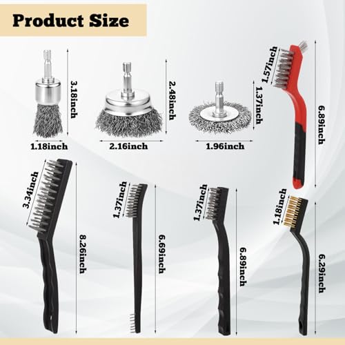 36 Pcs Wire Brushes for Cleaning Stainless Steel/ Nylon/ Brass Metal Brush Set with Curved Handle Grip Carbon Steel Wire Wheel for Drill Grinder Wire Brush for Rust Paint and Dirt Removal