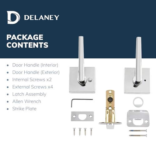 Delaney Kira Privacy (Bed/Bath) Door Lever Right-Hand Polished Chrome - color: Polished Chrome