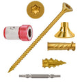 Wood Screws Yellow #8 × 2 inch Torx Star Drive Deck Screws Flat Head M4 × 50 Countersunk T25 Self Tapping Thread Cut 100pcs Carbon Steel Galvanized (100PCS/Small Box Yellow) - color: Yellow, size: #8×2