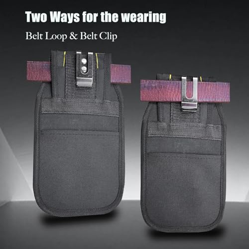 Small Tool Pouch with Belt Clip, Tool Pouch Holder,Multi Pocket Holster Organizer for Electrician Construction Maintenance,Durable Lightweight - color: Yellow