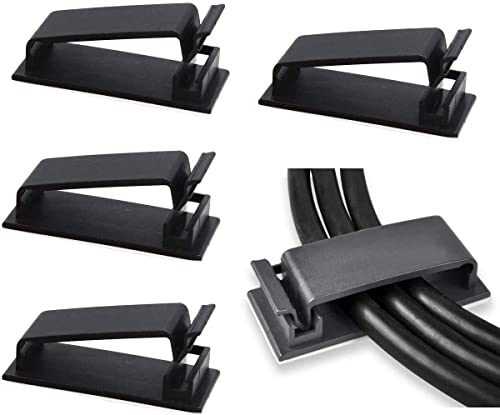 SOULWIT 50Pcs Self Adhesive Cable Management Clips - Black - color: Black
