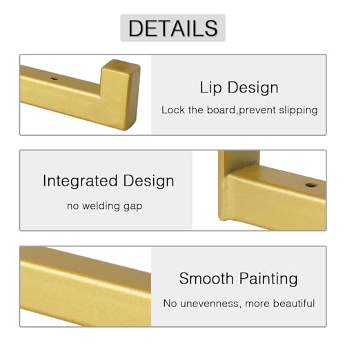 OVOV 6 Pack Heavy Duty Shelf Brackets Wall Mounted Industrial Farmhouse Floating Shelf Brackets with Lip (Gold 10") - color: Gold, size: 10 Inch