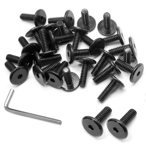 Biaungdo Flat Head Allen Bolts, 1/4-20 x 3/4 Inch, Black, 30 Pcs | Socket Cap Screws Joint Connecting Bolts Countersunk Screws Bolts for Furniture, Fully Threaded - size: 1/4-20 x 3/4 Inch
