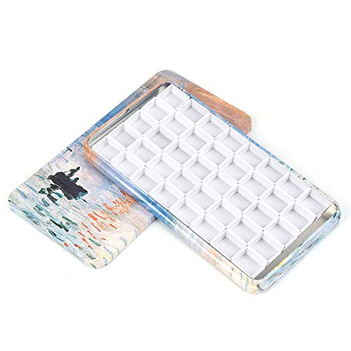 qianshan 40Pcs Empty Half Pans Watercolor Tin Palette with Magnetic Stripe - color: Sunrise