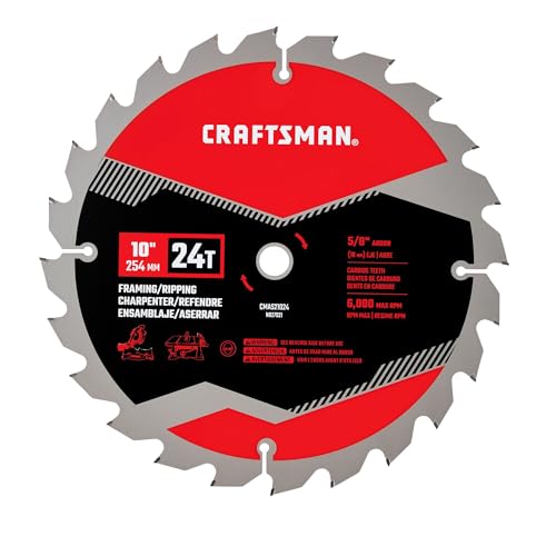 CRAFTSMAN 10 Inch 24T Framing/Ripping Carbide Miter/Table Saw Blade (CMAS21024) - size: STANDARD, style: 10IN 24T